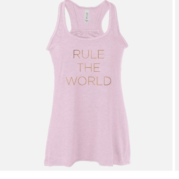 Karma Tops - Karma Rule the World Pink racerback Tank Top